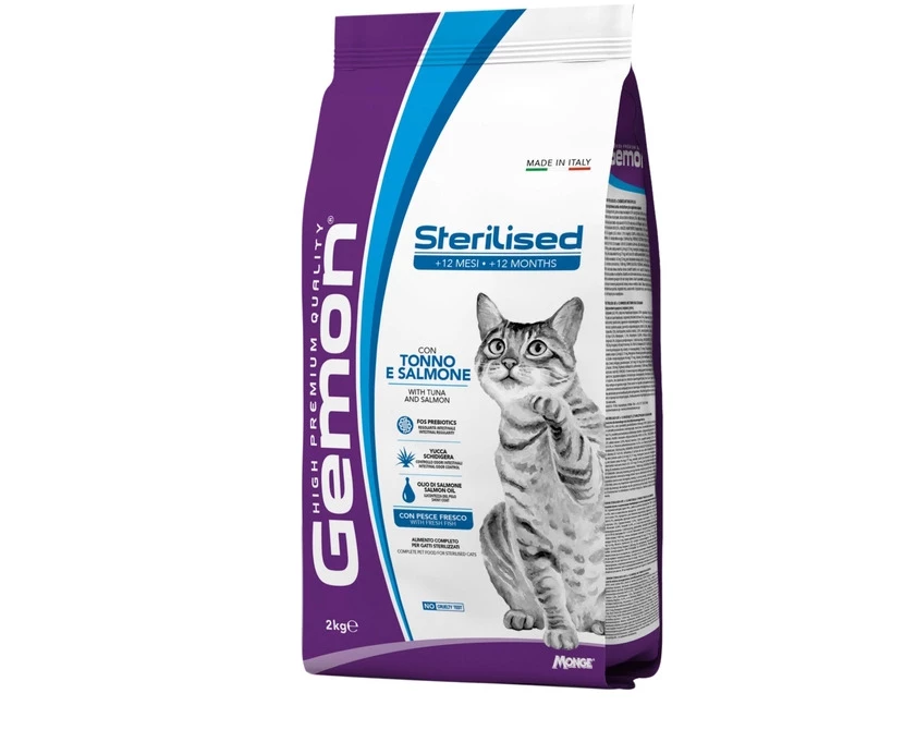 Корм сухий для котів Gemon Cat Sterilised тунeць з лососем 2 кг (8009470297165)