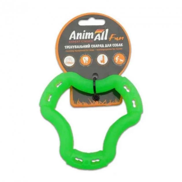 Іграшка для собак AnimAll Fun кільце 6 сторін, зелене, 12 см