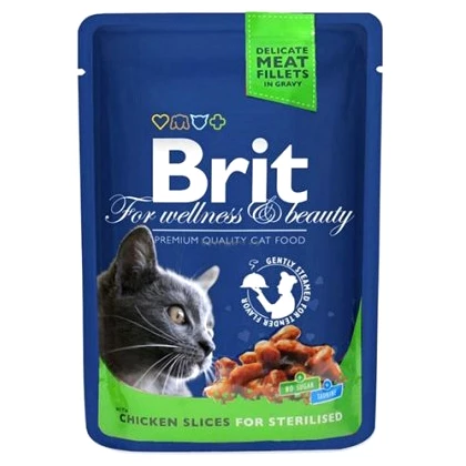Корм вологий для стерилізованих кішок Brit Premium з куркою, 100 г (8595602506033)
