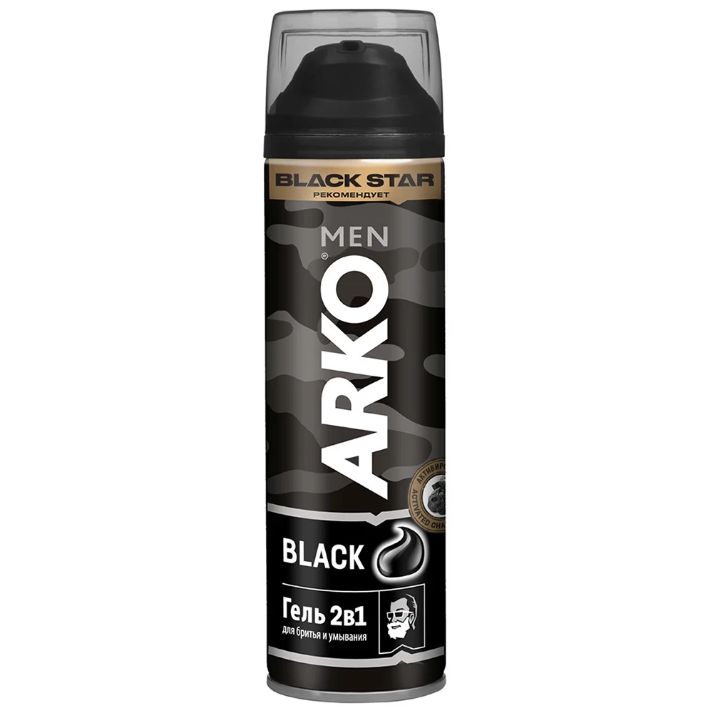 Гель для гоління Arko Black 2 в 1, 200 мл