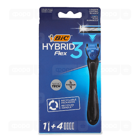 Бритва BIC Flex 3 Hybrid з 4 змінними касетами