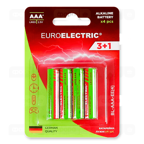 Батарейки лужні Euroelectric ААА 1.5V LR03 4 шт./уп.