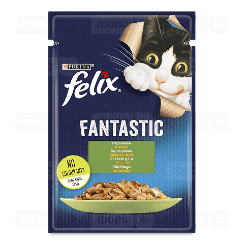 Корм для котів Felix Fantastic з кроликом в желе