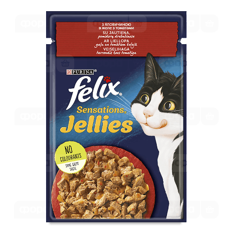 Корм для котів Felix Jellies Sensations з яловичиною в желе