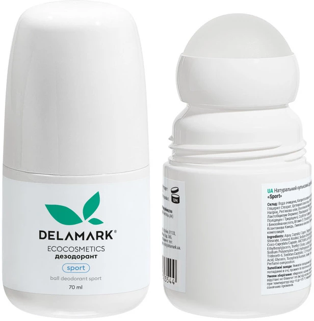 Дезодорант DeLaMark Sport, кульковий, натуральний, 70 мл (4820152333544)