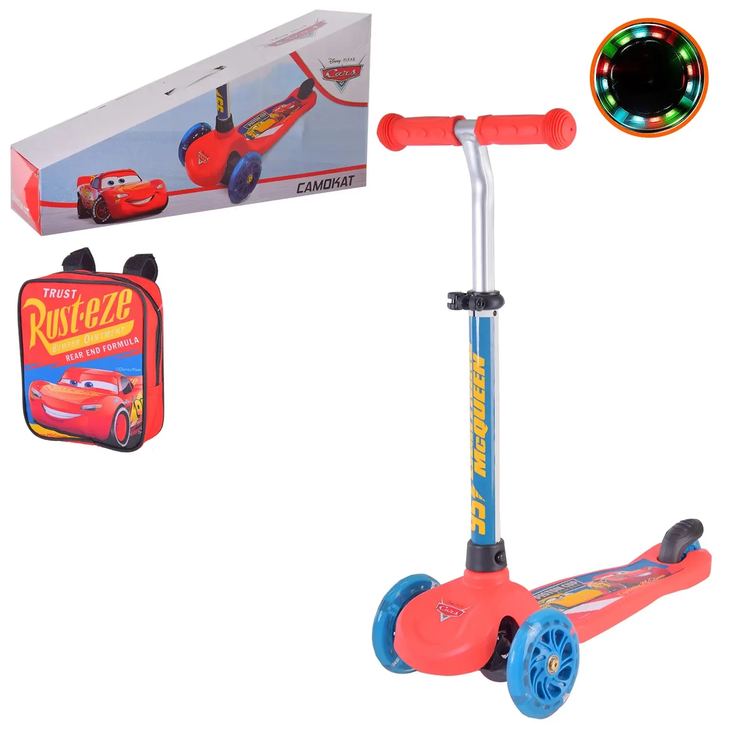 Самокат Bambi Cars дитячий триколісний із рюкзачком 17х20 см (LS2213)