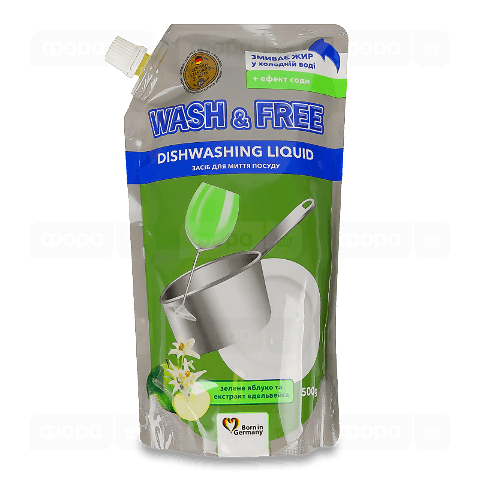 Засіб для миття посуду Wash&Free яблуко-едельвейс