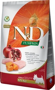 Корм сухий для собак малих порід Farmina N&D Grain Free Adult Mini з куркою, гарбузом і гранатом, 2.5 кг (156340)