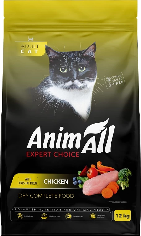 Корм сухий для котів AnimAll зі свіжою куркою 12 кг (178594)