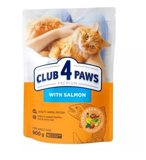 Корм сухий для дорослих котів Club 4 Paws Premium з лососем 900 г (4820269144729)