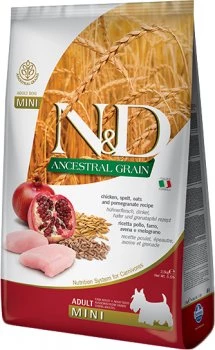 Корм сухий для собак малих порід Farmina N&D Low Grain Adult Mini, низькозерновий, з куркою та гранатом, 7 кг (156390)
