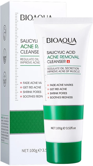 Пінка для вмивання Bioaqua Salicylic Acid Acne Removal Cleanser проти акне з саліциловою кислотою 100 г (NO.BQY56297)