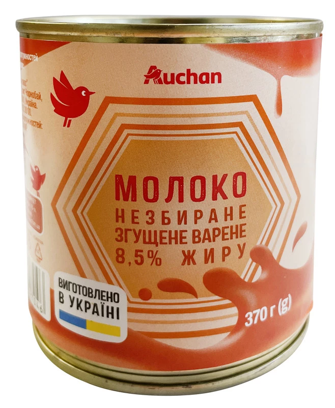 Молоко згущене Auchan варене 8.5% 370 г (4823090127046)