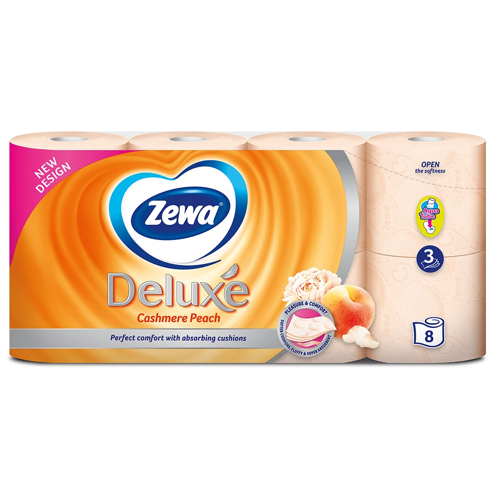 Туалетний папір Zewa Deluxe Cashmere Peach, 3 шари, 8 рулонів (7322541171791)