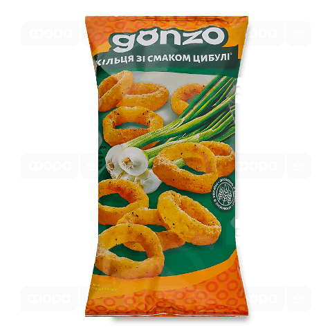 Кільця кукурудзяні Gonzo зі смаком цибулі