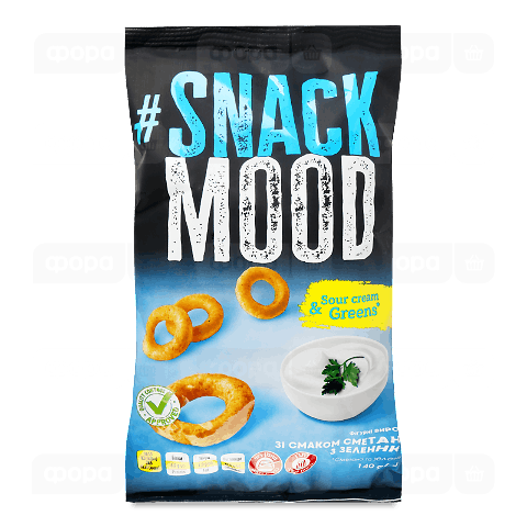 Снек Snack mood фігурні вир смак сметани з зелен