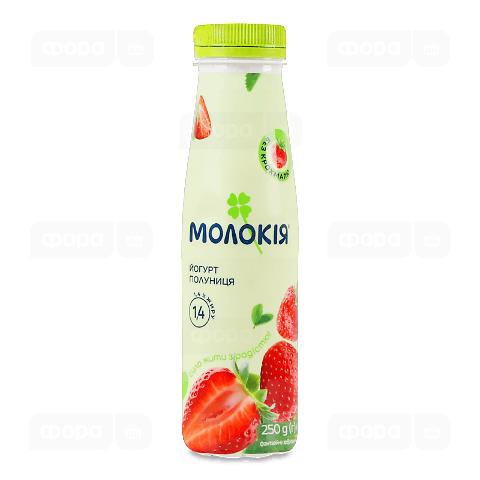Йогурт «Молокія» «Полуниця» 1,4%, пляшка