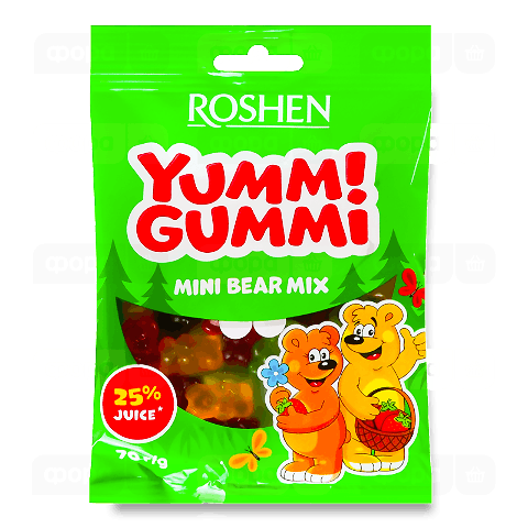 Цукерки Roshen Yummi Gummi Mini Bear Mix желейні