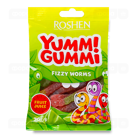 Цукерки Roshen Yummi Gummi Fizzy Worms желейні