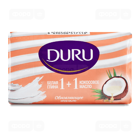Мило туалетне Duru 1+1 біла глина та олія кокоса