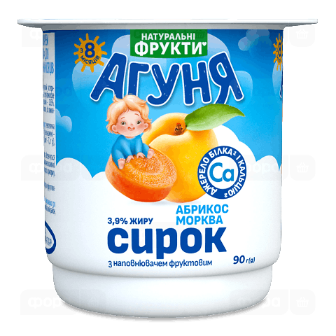 Сирок «Агуня» абрикос-морква для дітей від 8 місяців 3,9%
