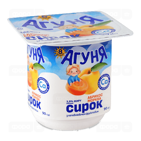 Сирок «Агуня» абрикос-морква для дітей від 8 місяців 3,9%