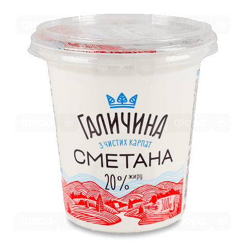 Сметана «Галичина» 20% стакан