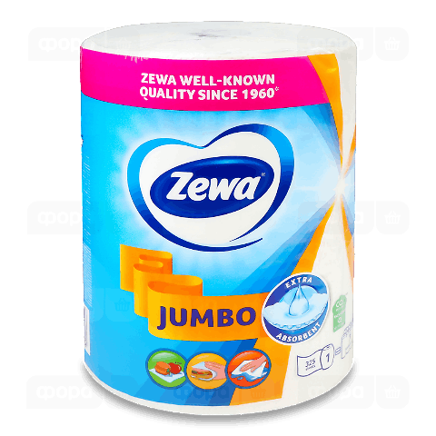 Рушники паперові Zewa Jumbo 2-шарові 325 аркушів