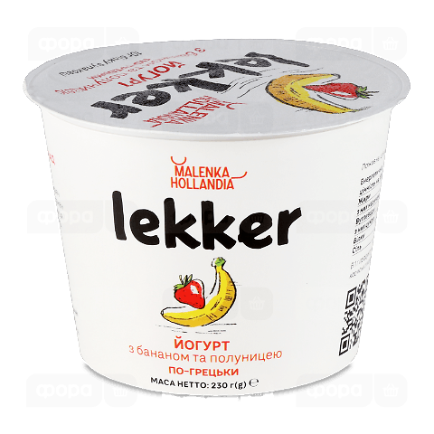 Йогурт Lekker з бананом та полуницею по-грецьки 3%