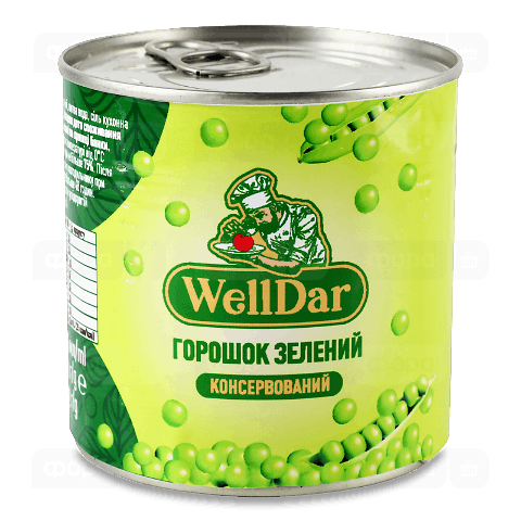 Горошок WellDar зелений консервований, ключ з/б