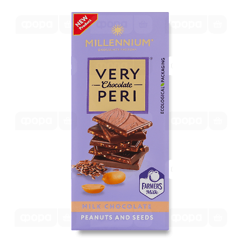 Шоколад молочний Millennium Very Peri з арахісом, льоном та чіа