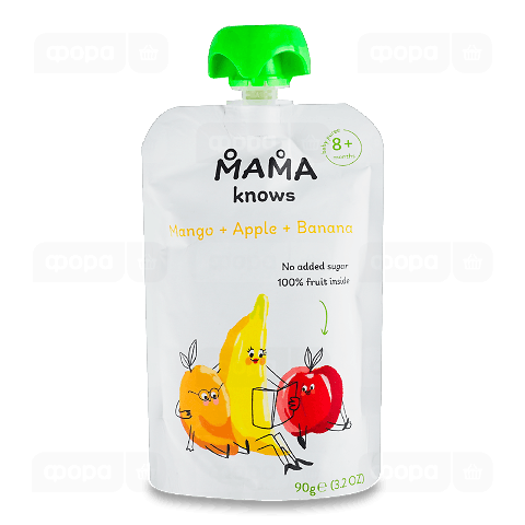 Пюре Mama knows з манго, яблук та бананів