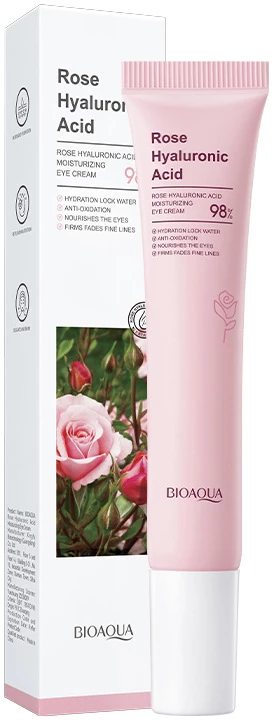 Крем для шкіри навколо очей Bioaqua Rose Hyaluronic Acid Moisturizing Eye Cream з трояндою та гіалуроновою кислотою 20 г (NO.BQY80038)