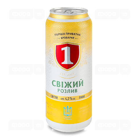 Пиво Перша приватна броварня Свіжий розлив світле з/б