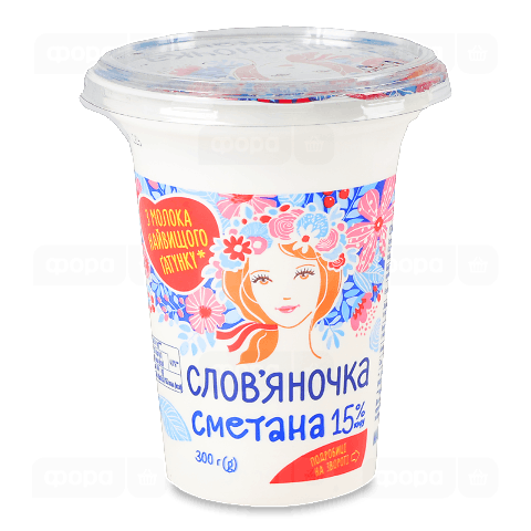 Сметана Слов'яночка 15%, стакан