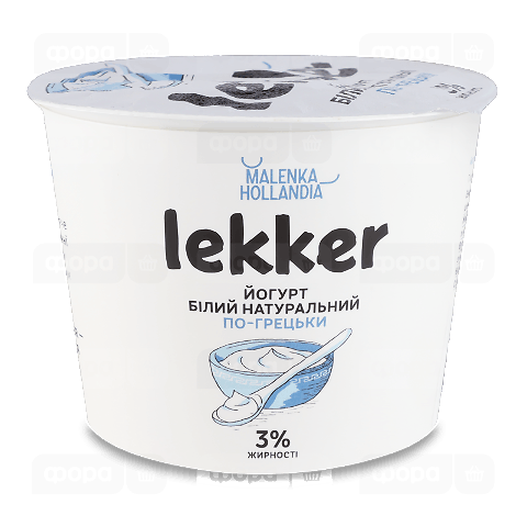 Йогурт Lekker По-грецьки білий 3% стакан