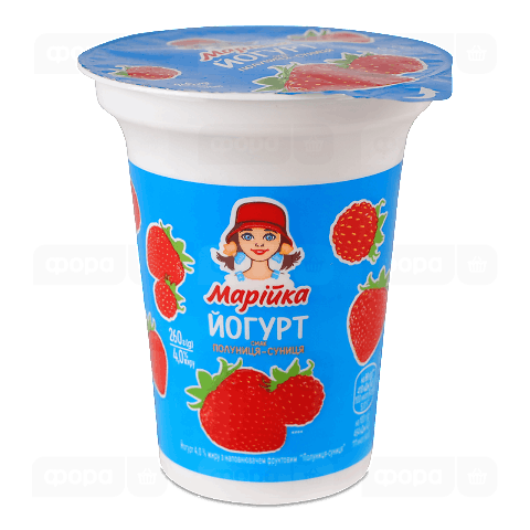 Йогурт Марійка полуниця суниця 4% стакан