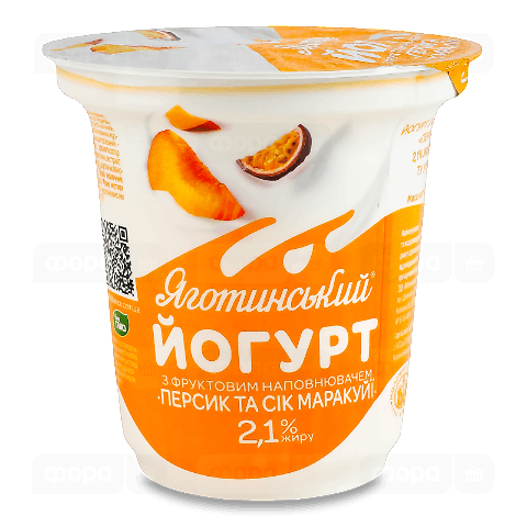 Йогурт Яготинський персик та сік маракуї 2,1%