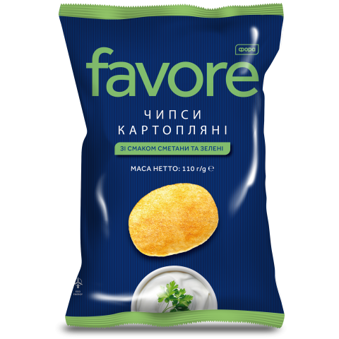 Чипси Favore зі смаком сметани та зелені