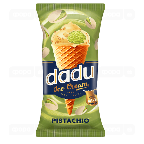Морозиво Dadu фісташкове глазуроване вафельн ріжок