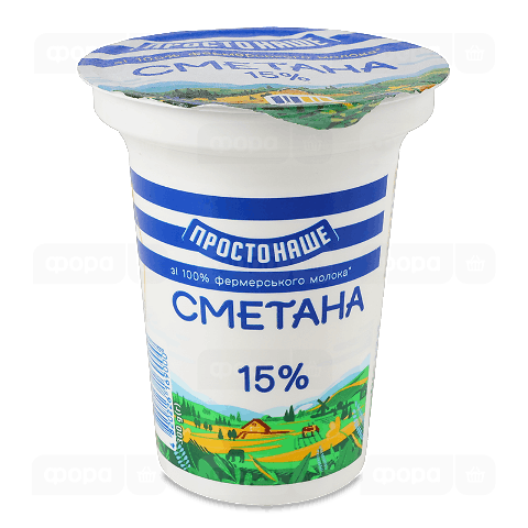 Сметана Простонаше 15%, стакан