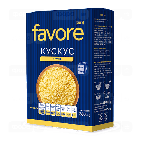 Кускус Favore зі 100% твердих сортів пшениці