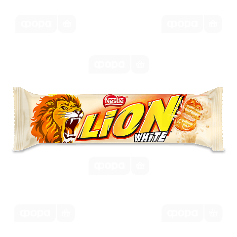 Вафлі Lion з м'якою карамеллю вкриті пластівцями та білою глазур'ю