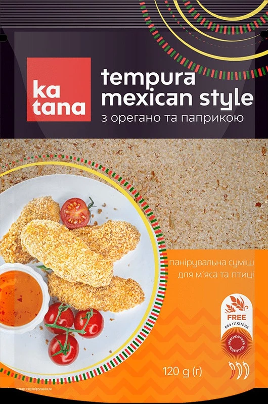 Суміш панірувальна Katana Tempura Mexican Style без глютена 120 г з орегано та паприкою