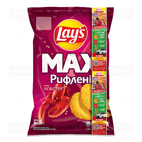 Чипси Lay's Max рифлені зі смаком лобстера