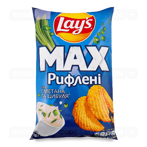 Чипси Lay's Max рифлені зі смаком сметана-цибуля