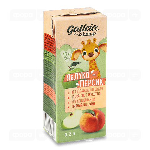 Сік Galicia Baby яблуко-персик з м'якоттю