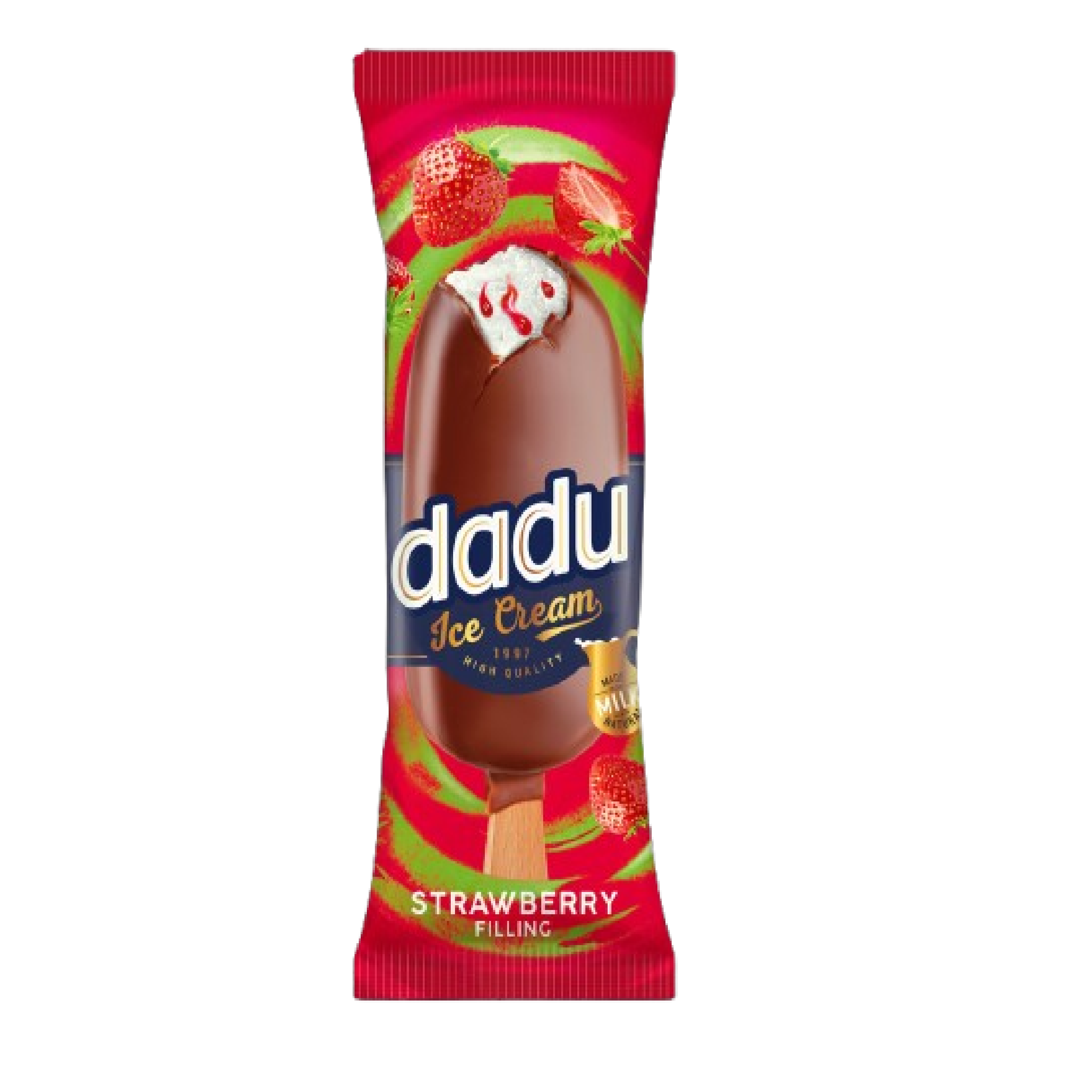 Морозиво Dadu ваніль з полунич начин та шокол глаз