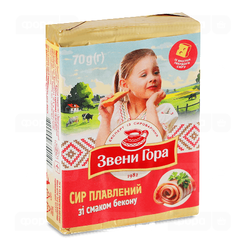 Сир плавлений Звени Гора зі смаком бекону 36%