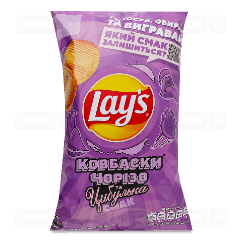 Чипси Lay's картопляні зі смаком ковбаски чорізо та цибулька